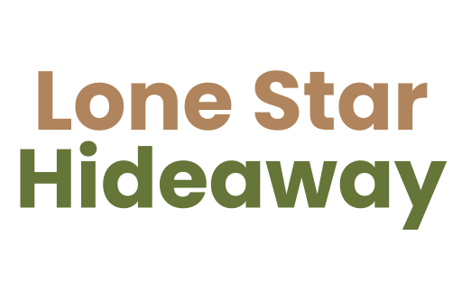 Text logo with the words "Lone Star" in brown and "Hideaway" in green on a white background.